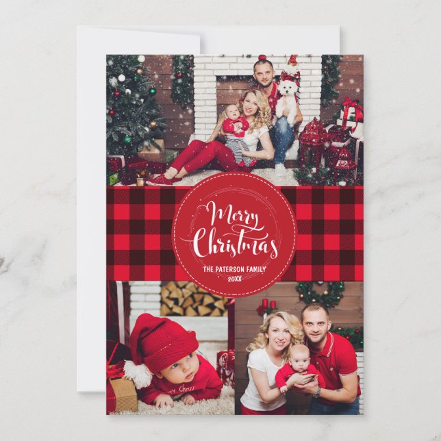 Carte de Noël modèle avec photo (Devant)