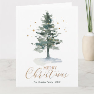 Carte de Noël moderne Arbre à eau or