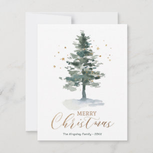 Carte de Noël moderne Arbre à eau or