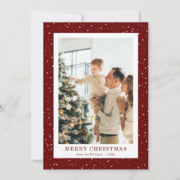 Carte de Noël moderne avec photo de neige rouge