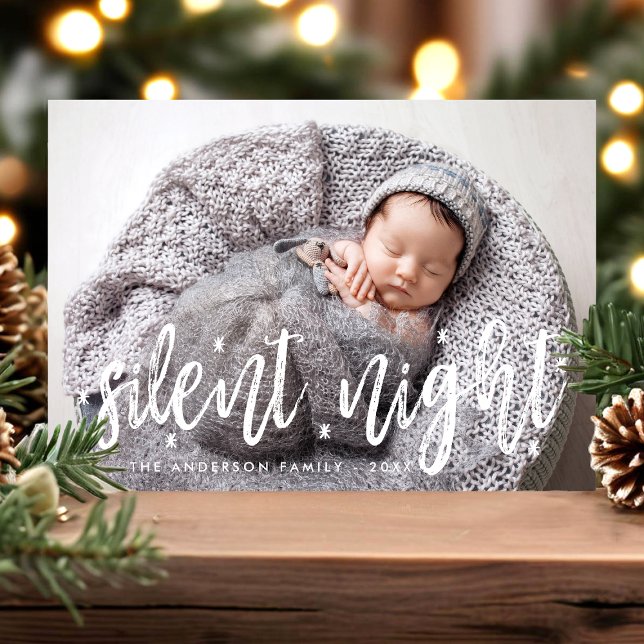 Carte de Noël Moderne Bébé Photo Silent Night (Créateur téléchargé)