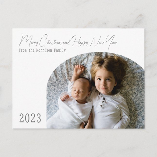 Carte de Noël moderne Boho Chic en forme d'arche  (Devant)