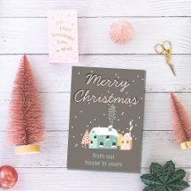 Carte de Noël moderne de notre maison à la vôtre