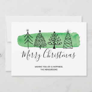 Carte de Noël moderne Doodle Watercolor