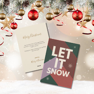 Carte de Noël Moderne Écriture Let it Snow Sans Ph