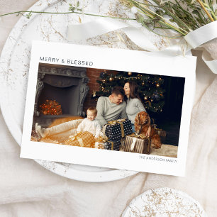 Carte de Noël moderne et joyeuse et bienheureuse