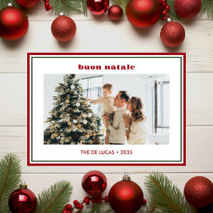 Carte de Noël Moderne Minimaliste avec Bordure Rou