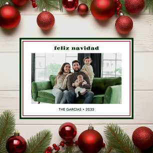 Carte de Noël Moderne Minimaliste avec Bordure Ver
