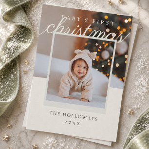 Carte de Noël moderne pour le premier Noël de bébé