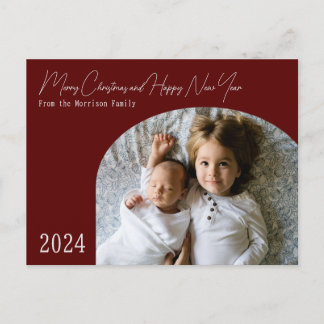 Carte de Noël moderne rouge Boho Chic Arch 