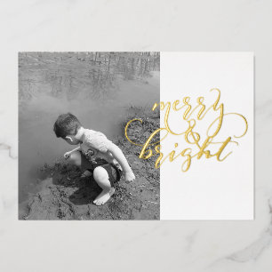 Carte de Noël moderne simple avec photo et feuille