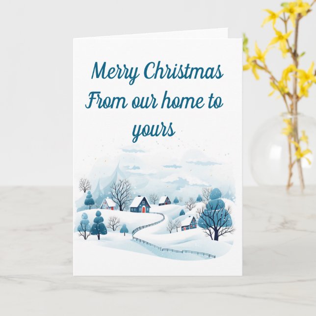Carte de Noël modifiable de ville hivernale (Fleur jaune)