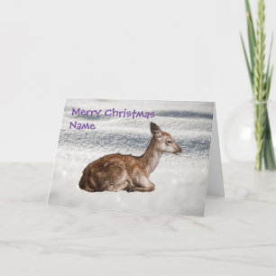 Carte de Noël moelleuse Baby Deer Snowy