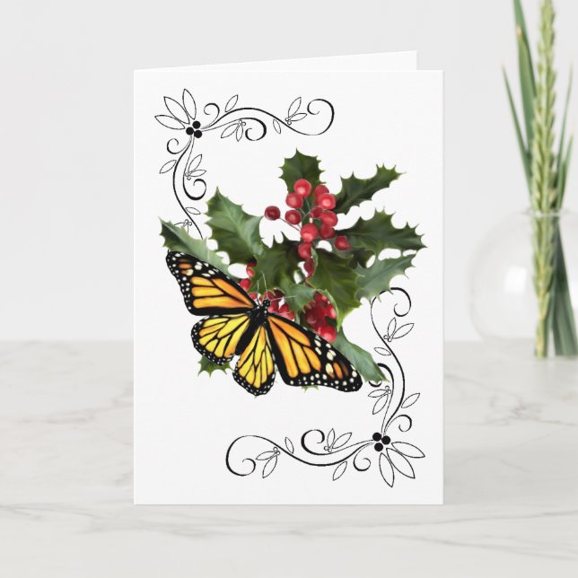 Carte de Noël - Monarch & Holly (Devant)