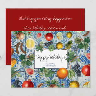 Carte de Noël Mosaïque Bleue Fruit Méditerranée