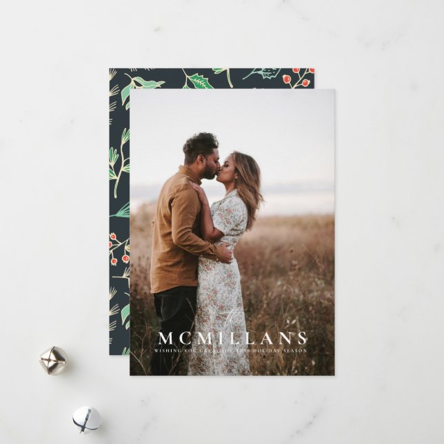 Carte de Noël Motif de vacances stylé (Devant/Arrière en situation)