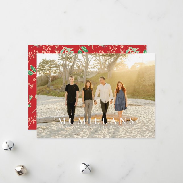 Carte de Noël Motif de vacances stylé (Devant/Arrière en situation)