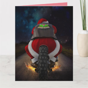 CARTE DE NOËL MOTORCYLE PÈRE NOËL FUNNY