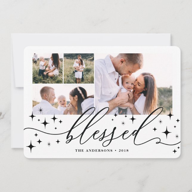 Carte de noël multi photo bienheureuse (Devant)