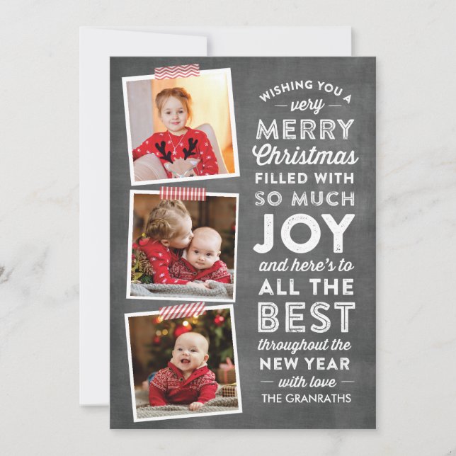 Carte de Noël multi-photo Chalkboard Letters (Devant)