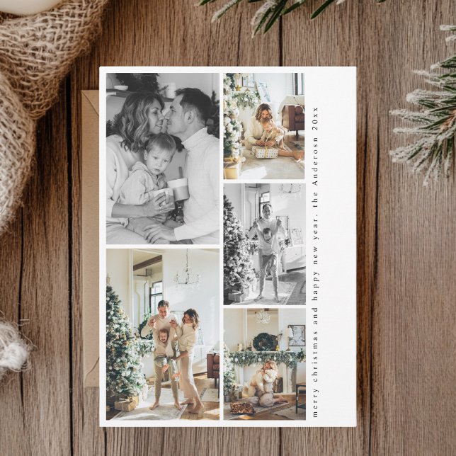 Carte de Noël Multi Photo | Minimaliste (Créateur téléchargé)