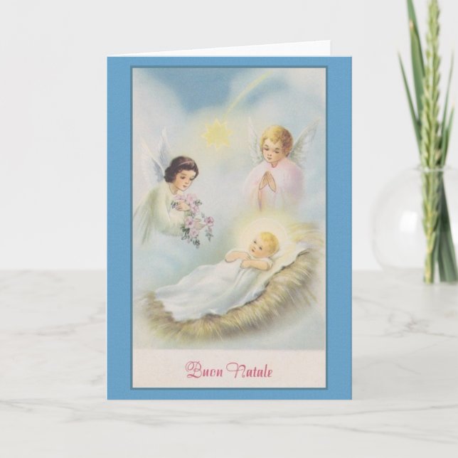 Carte de Noël Natale Buon en Italie Vintage (Devant)