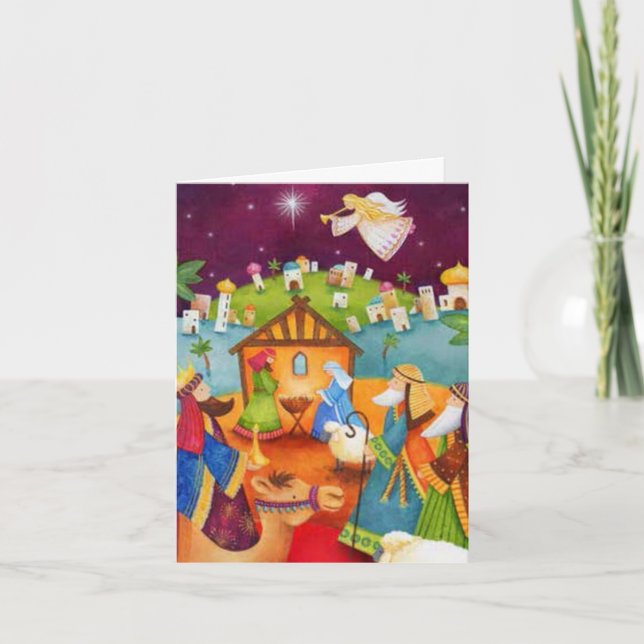 Carte de Noël - Nativité Whimsical Bethlehem (Devant)