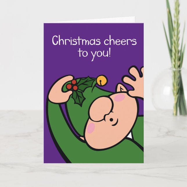 Carte de Noël Naughty Elves Mistletoe (Devant)