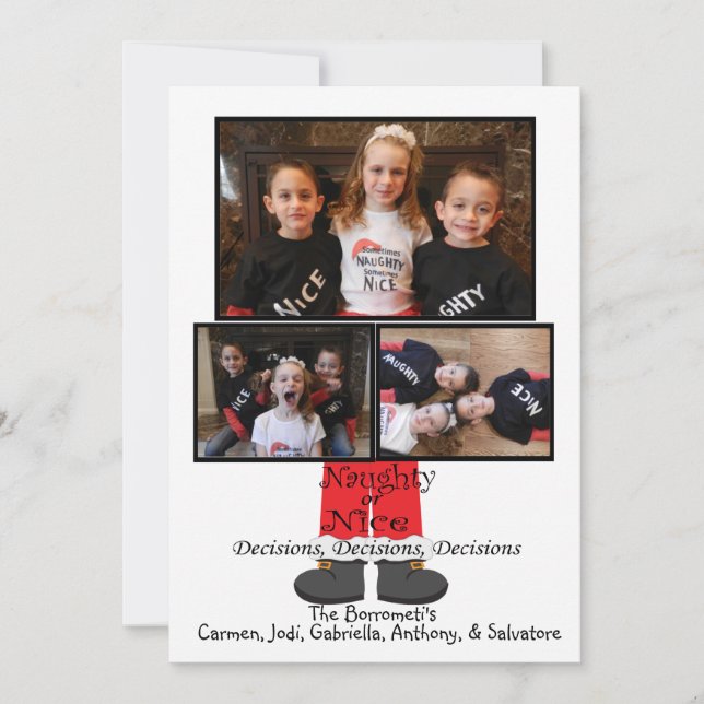 Carte de Noël Naughty ou Nice (Devant)