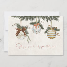 Carte de Noël neutre avec ornements
