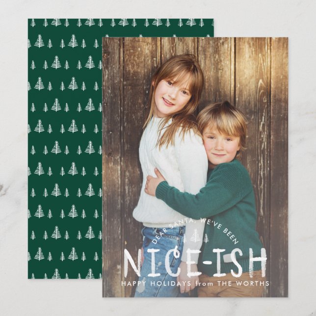 Carte de Noël Nice ou Nice drôle pour enfants (Devant / Derrière)