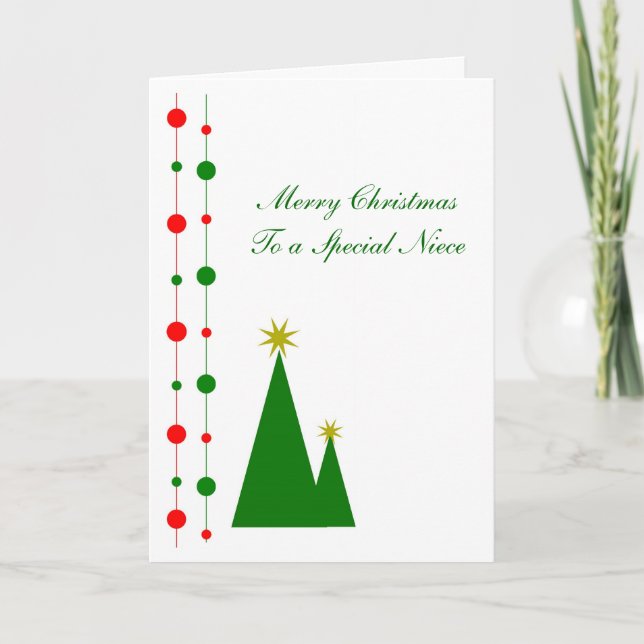 Carte de Noël nièce Arbres de Noël (Devant)