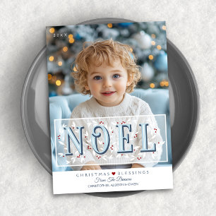 Carte de Noël Noel Overlay Bleu Blanc