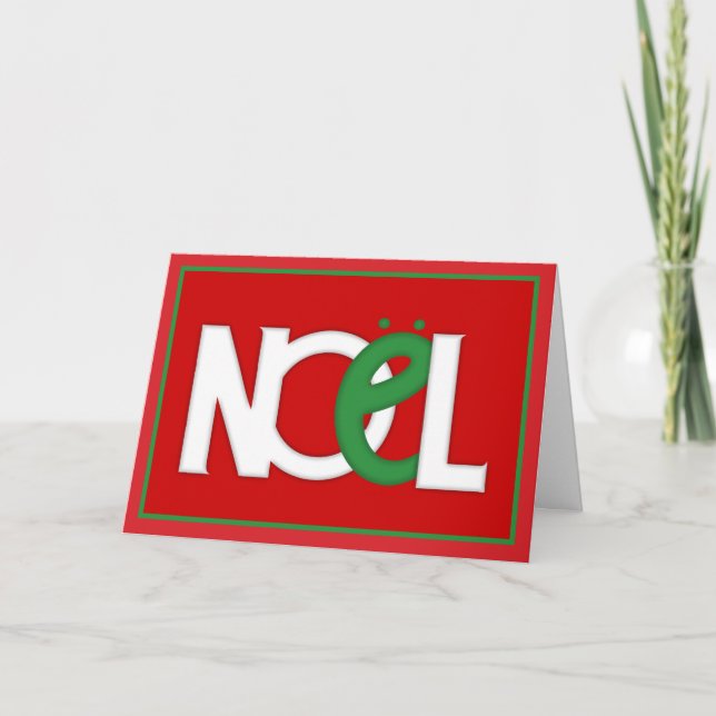 Carte de Noël NOEL rouge français (Devant)