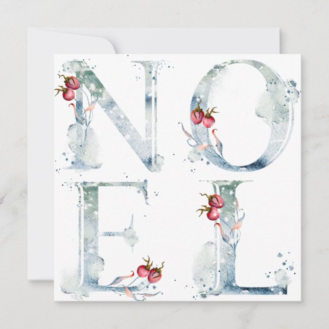 Carte de Noël Noel Watercolor Berries (Devant)