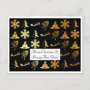 Carte de noël noir et or de luxe
