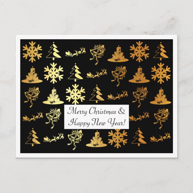 Carte de noël noir et or de luxe (Devant)