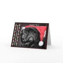 Carte de Noël noire de carlin