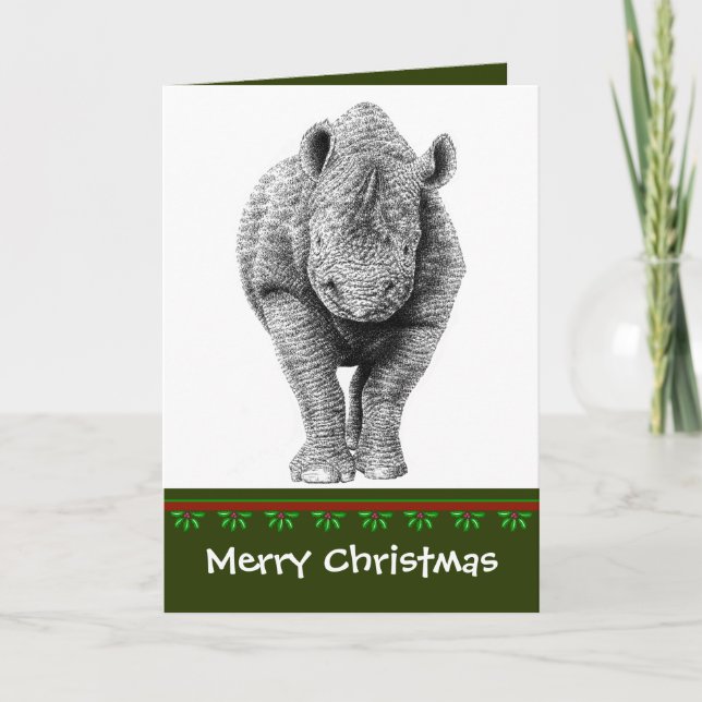 Carte de Noël noire de rhinocéros (Devant)