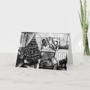 Carte de Noël noire et blanche de zombi avec le