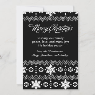 Carte de Noël noire et blanche Nordic Snowflake