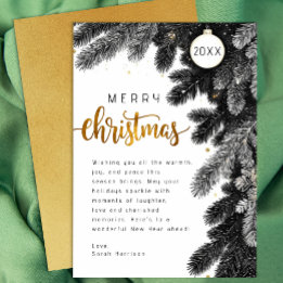 Carte de Noël non photo de la branche de pin rusti