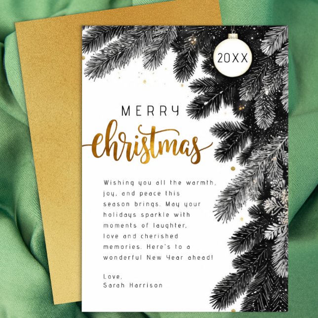 Carte de Noël non photo de la branche de pin rusti (Simple Holiday Greeting Card)