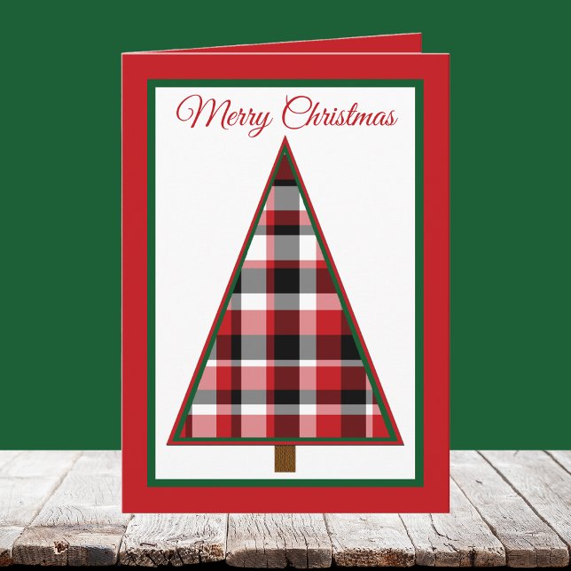 Carte de Noël non photo Red Plaid (Créateur téléchargé)