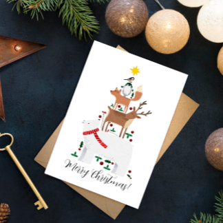 Carte de Noël nouvelle année animal mignon