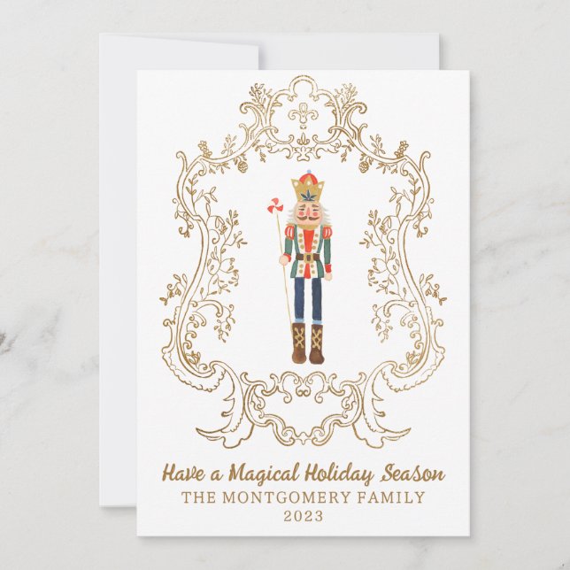 Carte de Noël Nutcracker Ballet Gold Crest (Devant)