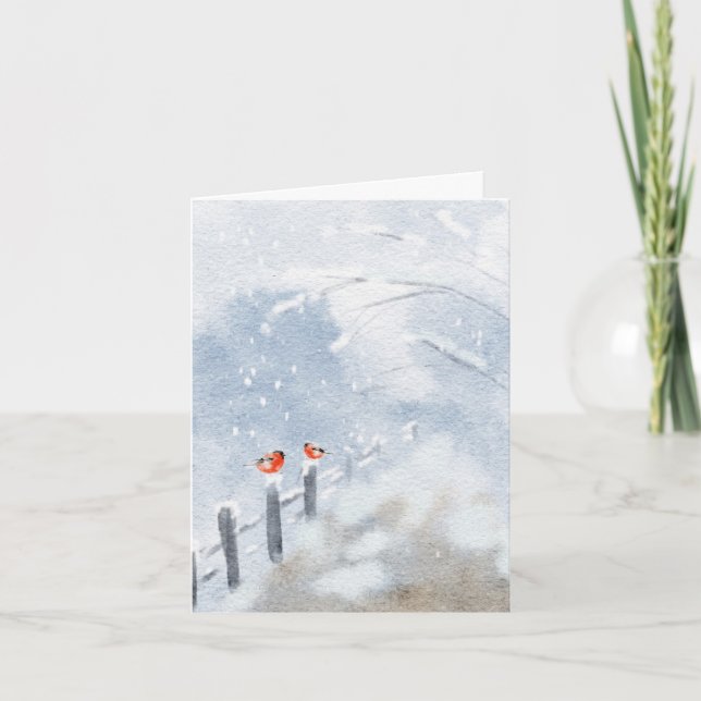 Carte de Noël Oiseaux couleur eau (Devant)
