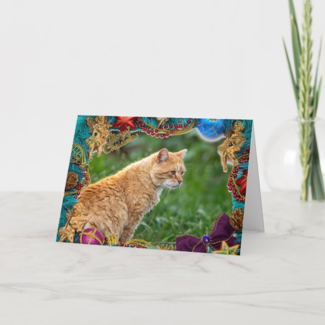 Carte de Noël Orange Chat (Devant)