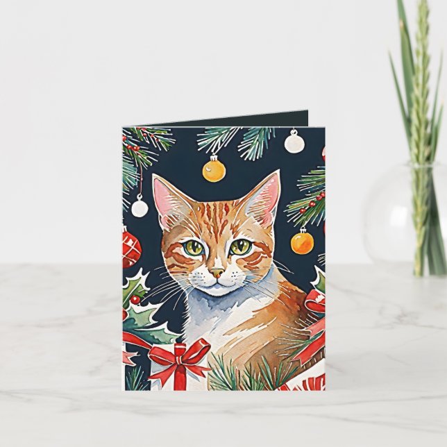 Carte de Noël Orange Tabby Cat Meowy (Devant)