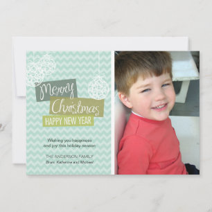 Carte de Noël ornementale Aqua Chevron